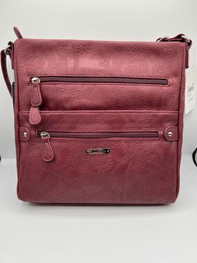 MultiSac Burgundy Floral Convertible Crossbody Shoulder Bag NWT